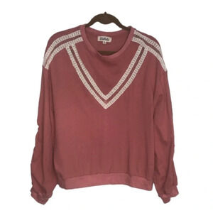 Listicle Lightweight Pullover Sweatshirt Sweater M Embroidery Ribbed
